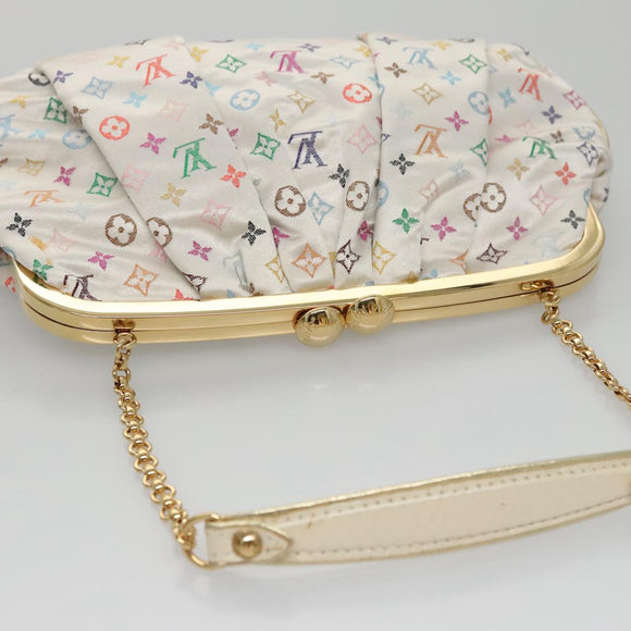 LOUIS VUITTON Multicolor Satin Omoniere Pouch White M92060 LV Auth 104388SV