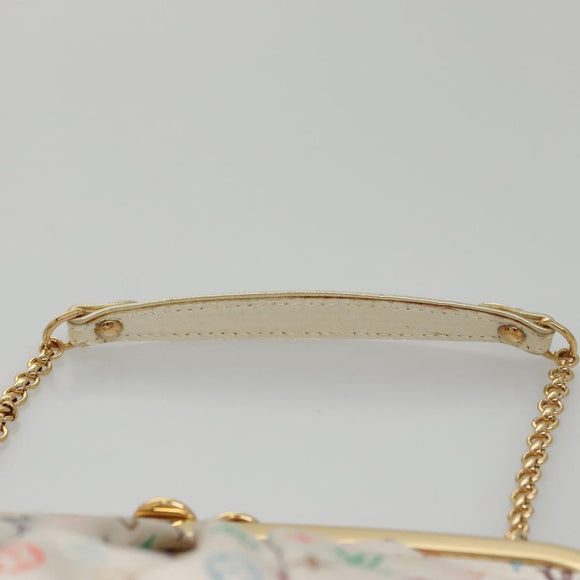 LOUIS VUITTON Multicolor Satin Omoniere Pouch White M92060 LV Auth 104388SV