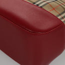 BURBERRY Nova Check Hand Bag Canvas Beige Red Auth 104389-13