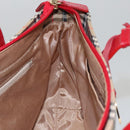 BURBERRY Nova Check Hand Bag Canvas Beige Red Auth 104389-17