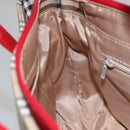 BURBERRY Nova Check Hand Bag Canvas Beige Red Auth 104389-18