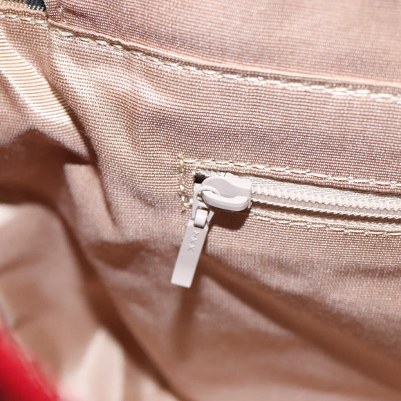 BURBERRY Nova Check Hand Bag Canvas Beige Red Auth 104389