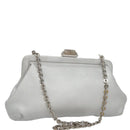 Salvatore Ferragamo Chain Gamaguchi Shoulder Bag Leather Silver Auth 104397-1