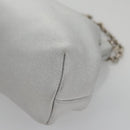 Salvatore Ferragamo Chain Gamaguchi Shoulder Bag Leather Silver Auth 104397-16