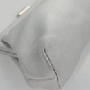 Salvatore Ferragamo Chain Gamaguchi Shoulder Bag Leather Silver Auth 104397-17