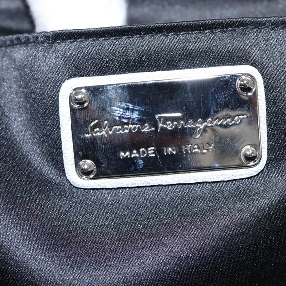 Salvatore Ferragamo Chain Gamaguchi Shoulder Bag Leather Silver Auth 104397