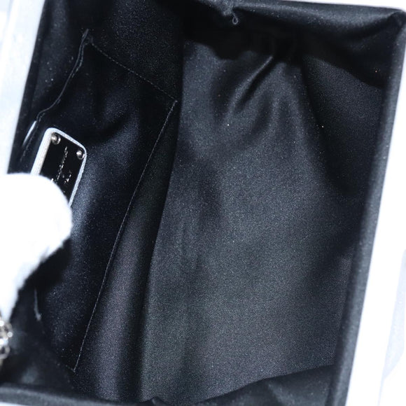 Salvatore Ferragamo Chain Gamaguchi Shoulder Bag Leather Silver Auth 104397