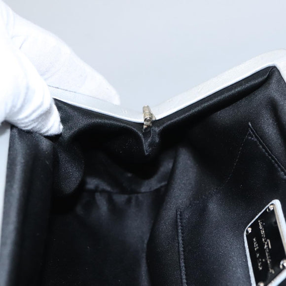 Salvatore Ferragamo Chain Gamaguchi Shoulder Bag Leather Silver Auth 104397