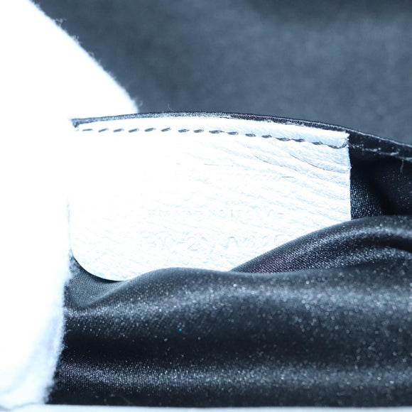 Salvatore Ferragamo Chain Gamaguchi Shoulder Bag Leather Silver Auth 104397