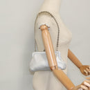 Salvatore Ferragamo Chain Gamaguchi Shoulder Bag Leather Silver Auth 104397-23