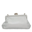 Salvatore Ferragamo Chain Gamaguchi Shoulder Bag Leather Silver Auth 104397-2