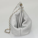 Salvatore Ferragamo Chain Gamaguchi Shoulder Bag Leather Silver Auth 104397-3