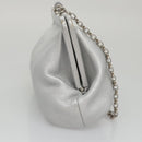 Salvatore Ferragamo Chain Gamaguchi Shoulder Bag Leather Silver Auth 104397-4