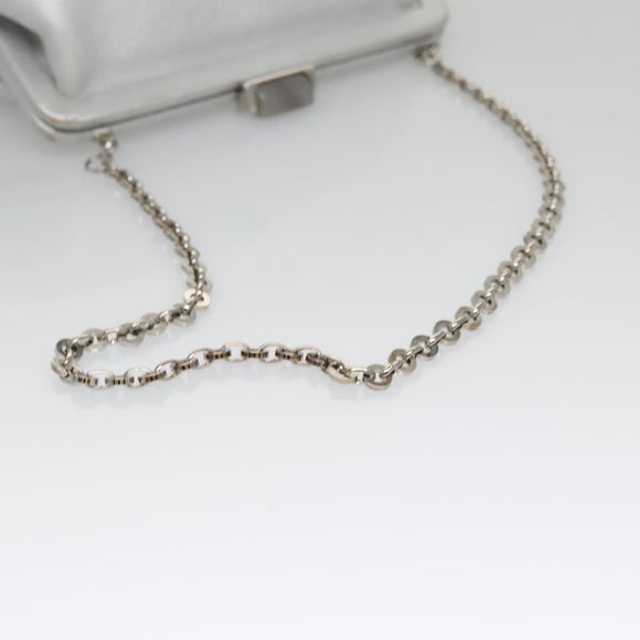 Salvatore Ferragamo Chain Gamaguchi Shoulder Bag Leather Silver Auth 104397