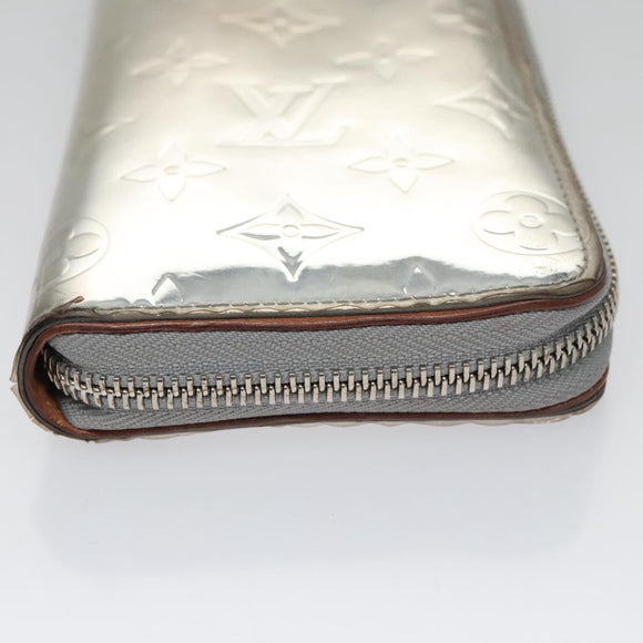 LOUIS VUITTON Monogram Miroir Zippy Wallet Vertical Wallet Silver LV Auth 104402