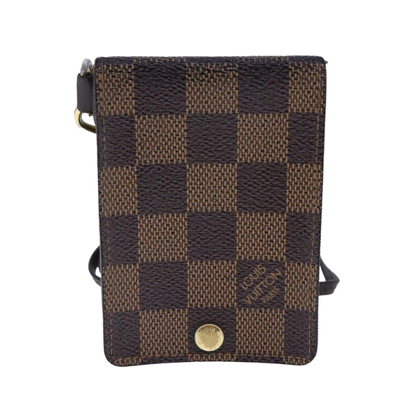 LOUIS VUITTON Damier Ebene Porte Cartes ID Bandouliere Case N60016 Auth 104403