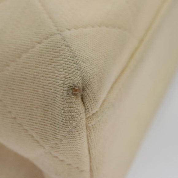 CHANEL Chain Shoulder Bag Cotton Ivory Gold CC Auth 104415