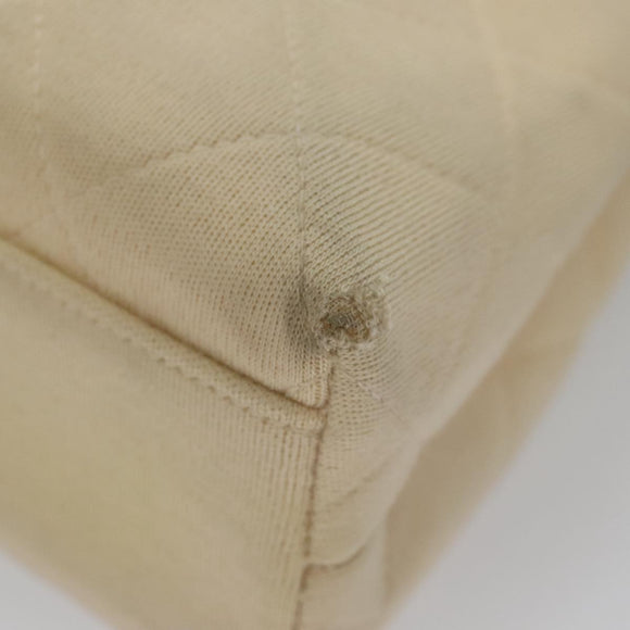 CHANEL Chain Shoulder Bag Cotton Ivory Gold CC Auth 104415