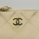 CHANEL Chain Shoulder Bag Cotton Ivory Gold CC Auth 104415-9