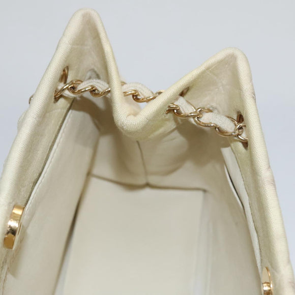 CHANEL Chain Shoulder Bag Cotton Ivory Gold CC Auth 104415
