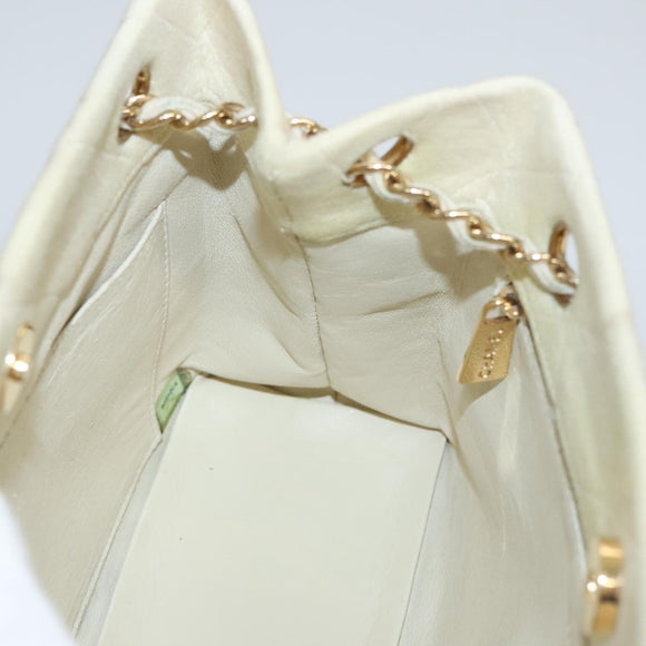 CHANEL Chain Shoulder Bag Cotton Ivory Gold CC Auth 104415