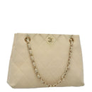 CHANEL Chain Shoulder Bag Cotton Ivory Gold CC Auth 104415-1