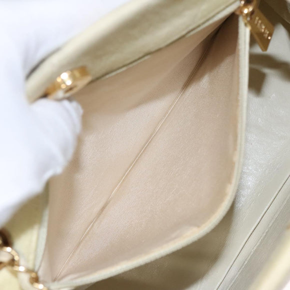 CHANEL Chain Shoulder Bag Cotton Ivory Gold CC Auth 104415