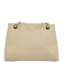 CHANEL Chain Shoulder Bag Cotton Ivory Gold CC Auth 104415-2