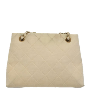 CHANEL Chain Shoulder Bag Cotton Ivory Gold CC Auth 104415 - 0