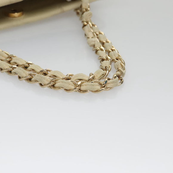 CHANEL Chain Shoulder Bag Cotton Ivory Gold CC Auth 104415