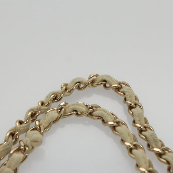 CHANEL Chain Shoulder Bag Cotton Ivory Gold CC Auth 104415