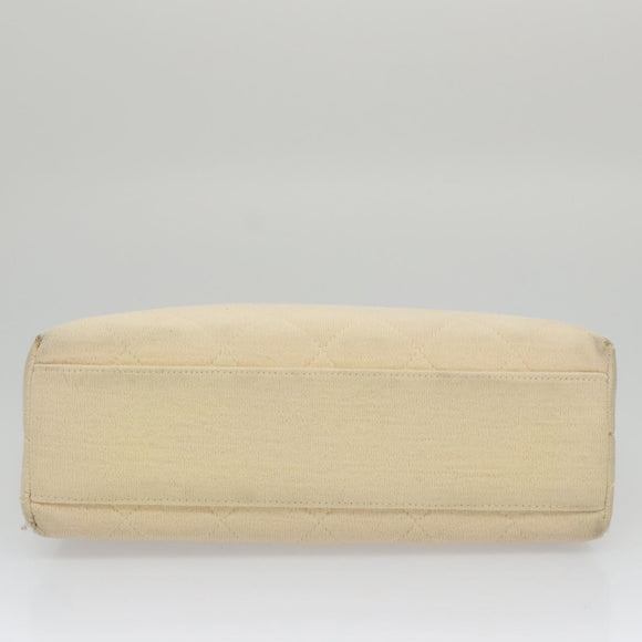 CHANEL Chain Shoulder Bag Cotton Ivory Gold CC Auth 104415