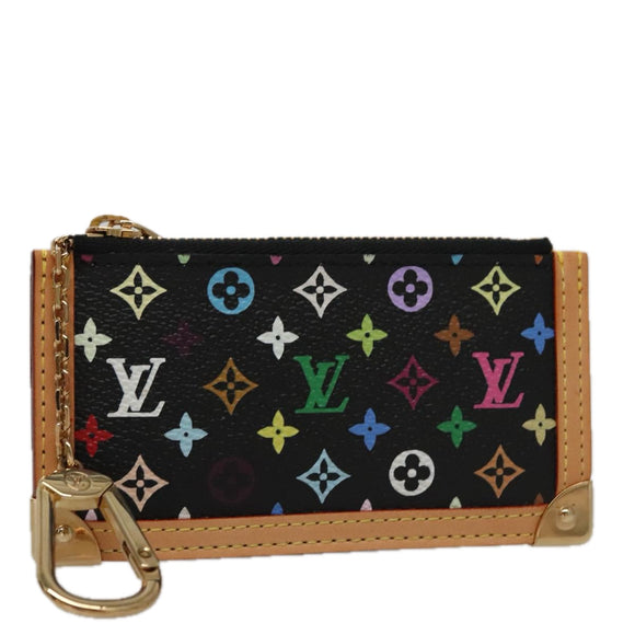 LOUIS VUITTON Monogram Multicolor Pochette Cles Purse Black M92654 Auth 104416SV