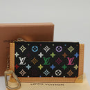 LOUIS VUITTON Monogram Multicolor Pochette Cles Purse Black M92654 Auth 104416SV-12