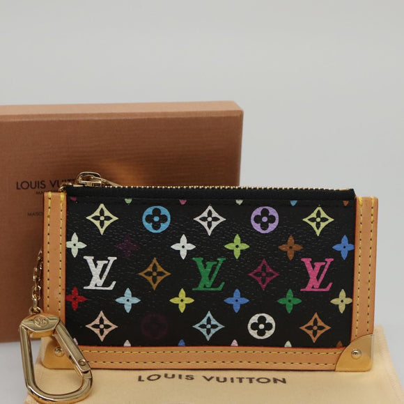 LOUIS VUITTON Monogram Multicolor Pochette Cles Purse Black M92654 Auth 104416SV