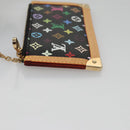 LOUIS VUITTON Monogram Multicolor Pochette Cles Purse Black M92654 Auth 104416SV-4