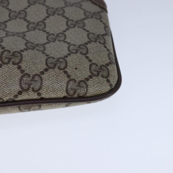 GUCCI GG Supreme Web Sherry Line Shoulder Bag PVC Leather Beige Gold Auth 104419