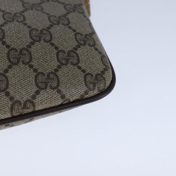 GUCCI GG Supreme Web Sherry Line Shoulder Bag PVC Leather Beige Gold Auth 104419