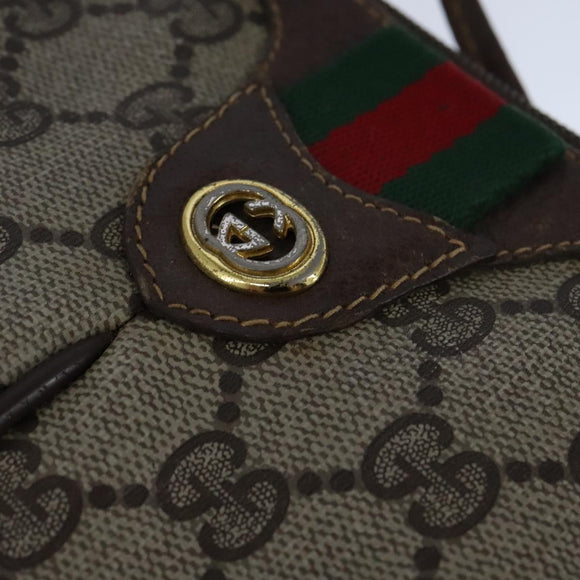 GUCCI GG Supreme Web Sherry Line Shoulder Bag PVC Leather Beige Gold Auth 104419