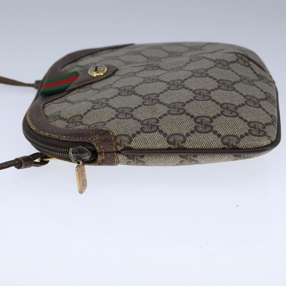 GUCCI GG Supreme Web Sherry Line Shoulder Bag PVC Leather Beige Gold Auth 104419