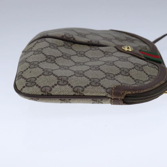 GUCCI GG Supreme Web Sherry Line Shoulder Bag PVC Leather Beige Gold Auth 104419