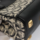 Salvatore Ferragamo Gancini Bag Canvas Leather 2way White Black Auth 104438AV-17