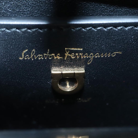 Salvatore Ferragamo Gancini Tas Canvas Leer 2way Wit Zwart Auth 104438V