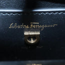 Salvatore Ferragamo Gancini Bag Canvas Leather 2way White Black Auth 104438AV-21