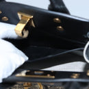 Salvatore Ferragamo Gancini Bag Canvas Leather 2way White Black Auth 104438AV-24