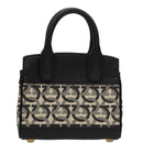 Salvatore Ferragamo Gancini Tas Canvas Leer 2way Wit Zwart Auth 104438V-2