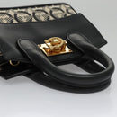 Salvatore Ferragamo Gancini Bag Canvas Leather 2way White Black Auth 104438AV-6