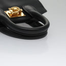 Salvatore Ferragamo Gancini Bag Canvas Leather 2way White Black Auth 104438AV-7