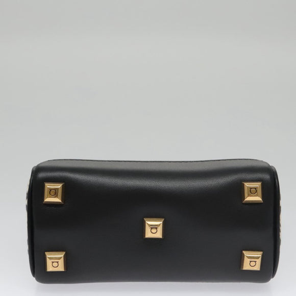 Salvatore Ferragamo Gancini Tas Canvas Leer 2way Wit Zwart Auth 104438V