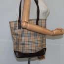 Burberrys Nova Check Tote Bag Canvas Leather Beige Auth 104451-19